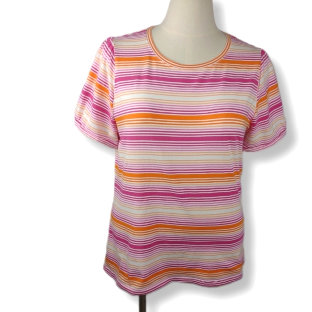 Calvin Klein Striped Pink and Orange T-Shirt Style Top